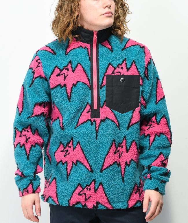 sherpa half zip pink