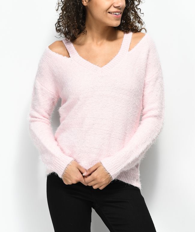 fuzzy pink sweater