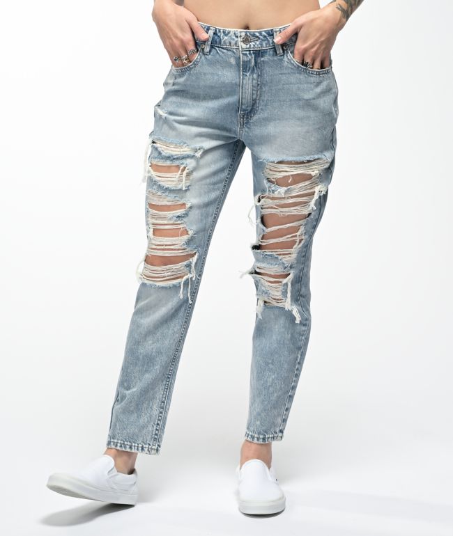 distressed blue skinny jeans