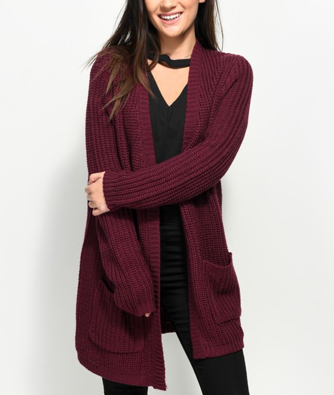 burgundy cardigan
