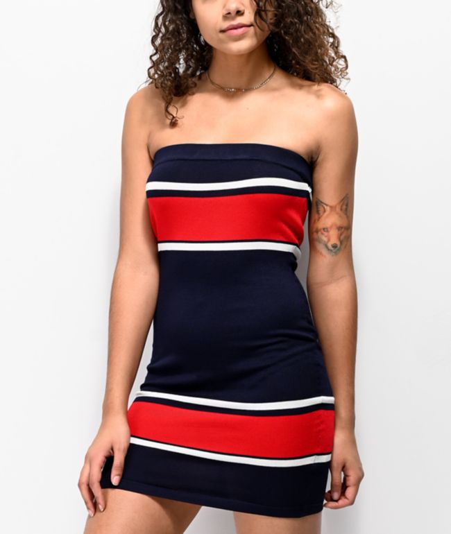 navy tube dress