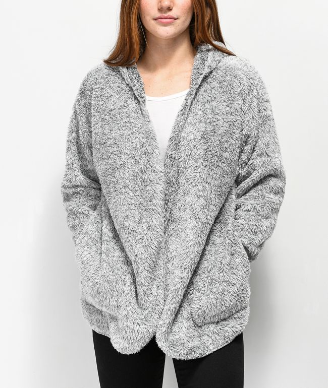 grey sherpa hoodie