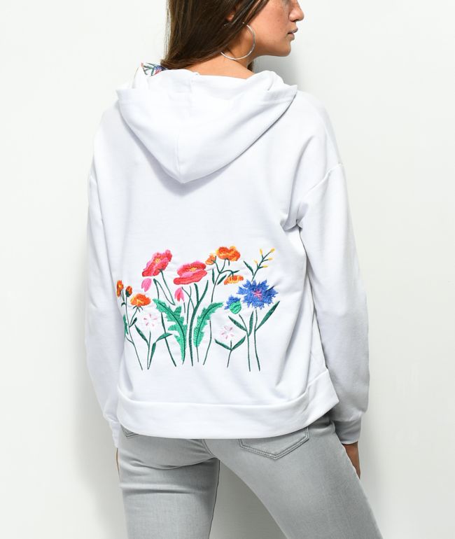 white embroidered sweatshirt