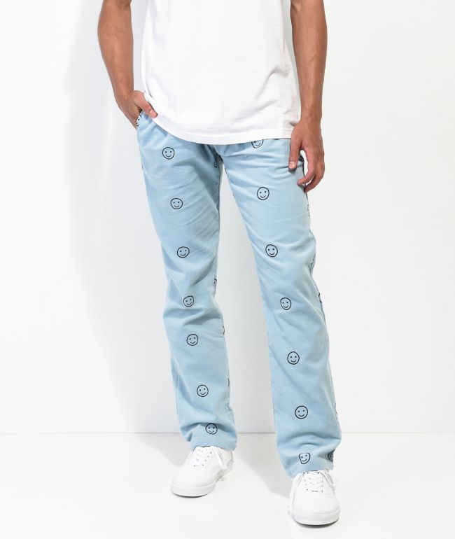 American Stitch Pantalones de pana bordados color celeste