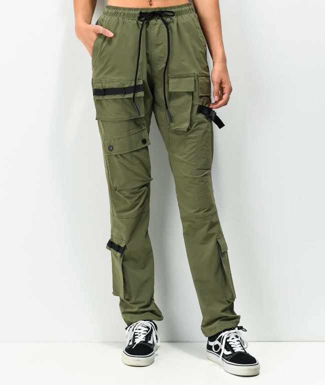 American Stitch pantalones cargo de nylon en color verde oliva