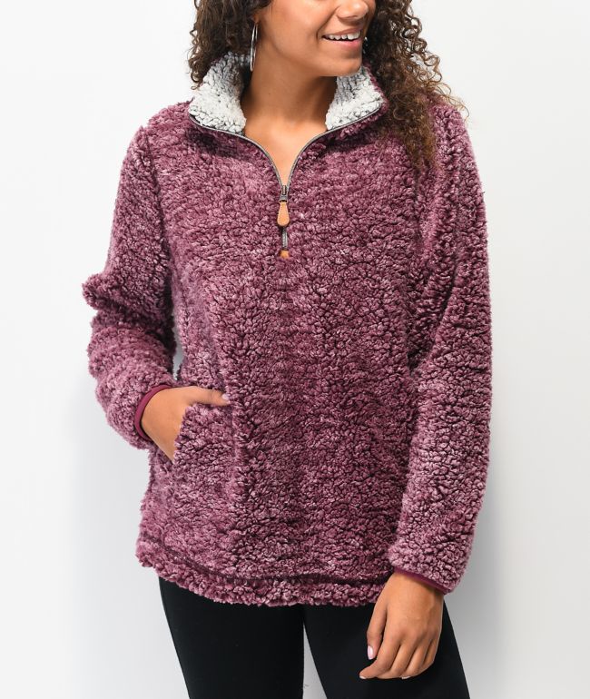 sherpa pullover maroon