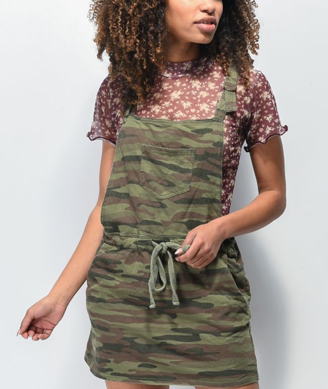 camo overall dress