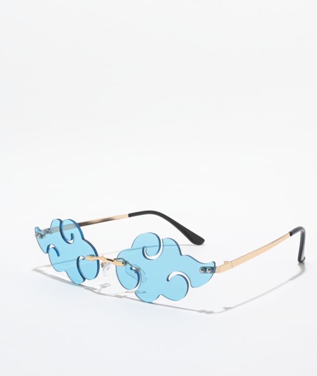 Anime Blue Cloud Swirl gafas de sol sin marco
