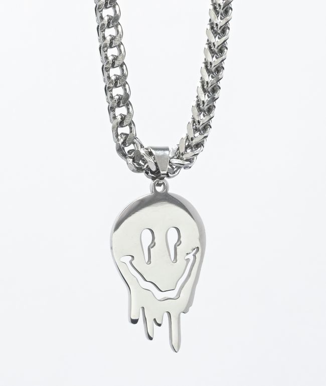Artist Collective Drip Face 10" Silver Chain Necklace