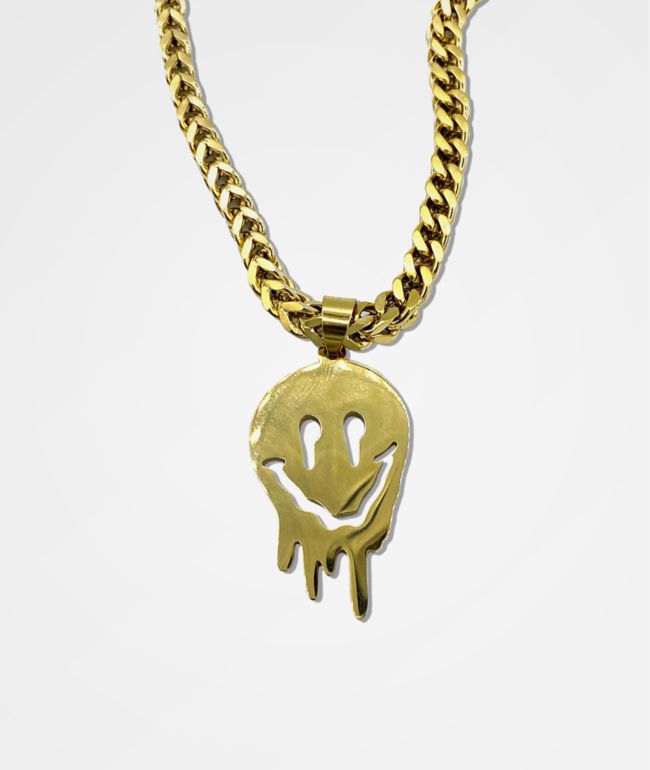 Artist Collective Drip Face 22" Gold Chain Necklace