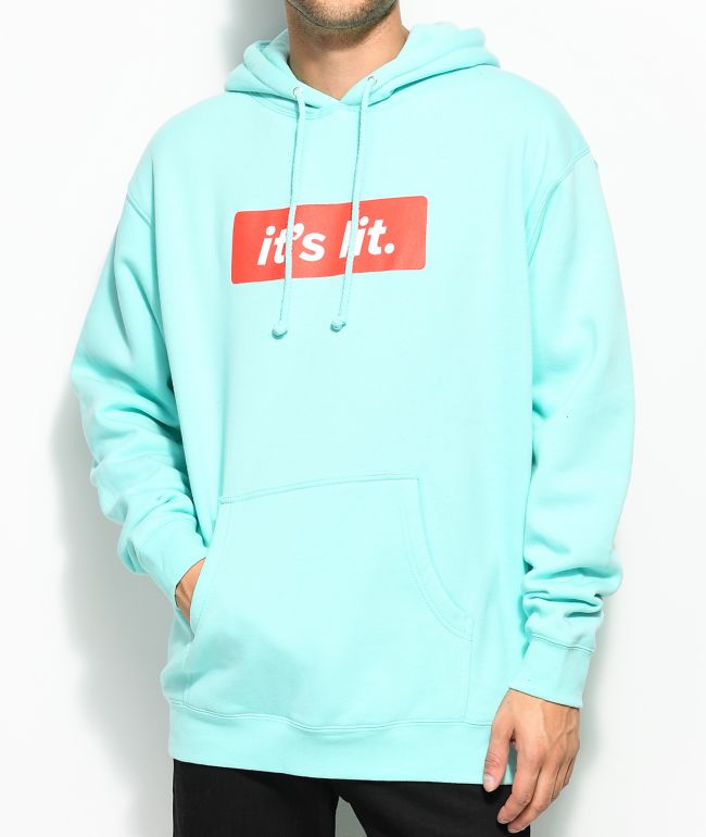 mint blue hoodie