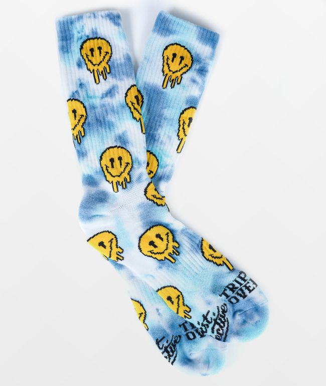 Artist Collective Tripping Over You Blue Tie Dye Crew Socks