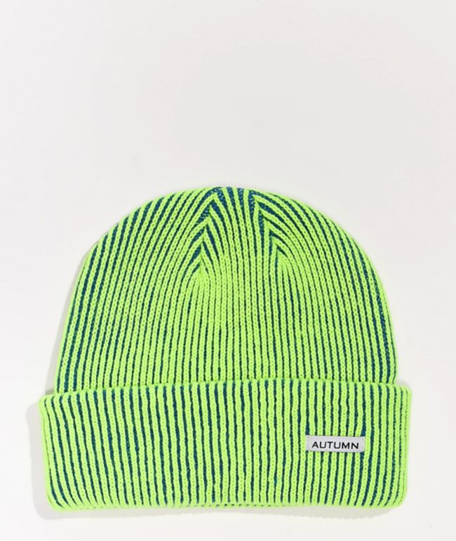 Autumn Select Highlighter Green & Blue Cord Beanie