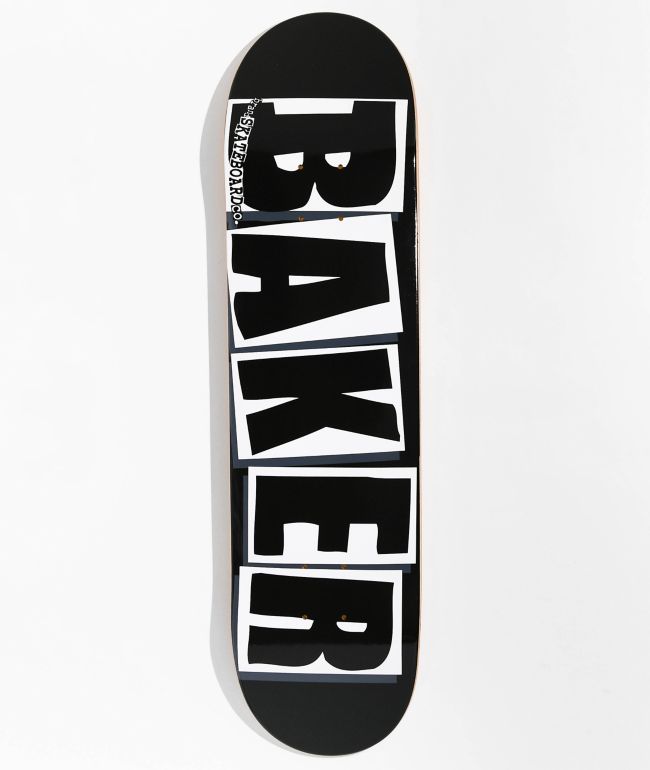 Baker Brand Logo Blanco y Negro 8.0" Base de patineta