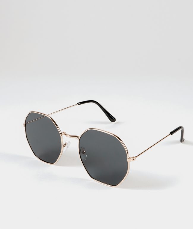 Black and gold hexagon sunglasses Clearance