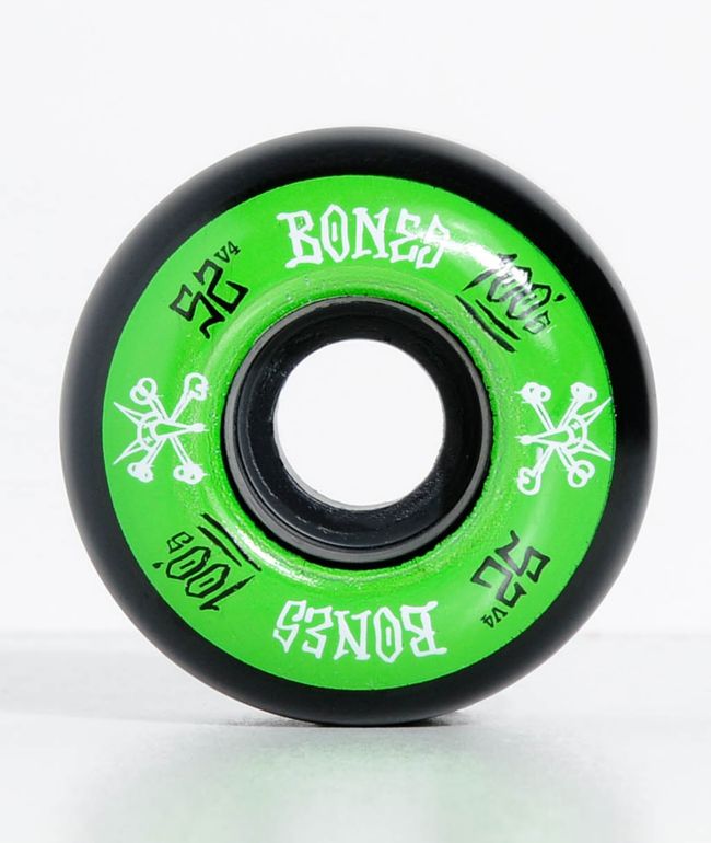 Bones 100 Ringers 52mm Green & Black Skateboard Wheels