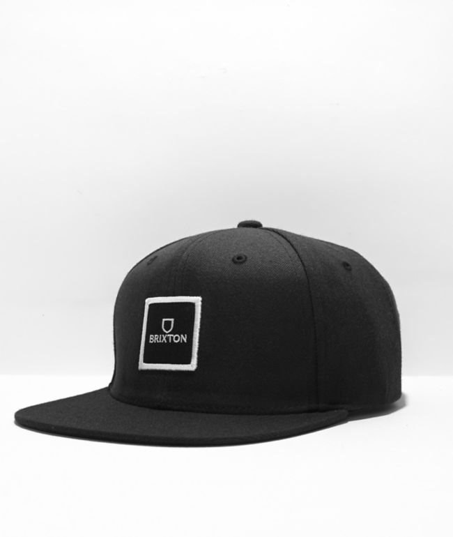 Brixton Alpha Square Black Snapback Hat