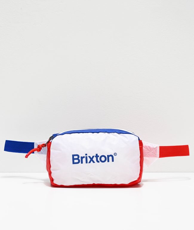red and white fanny pack