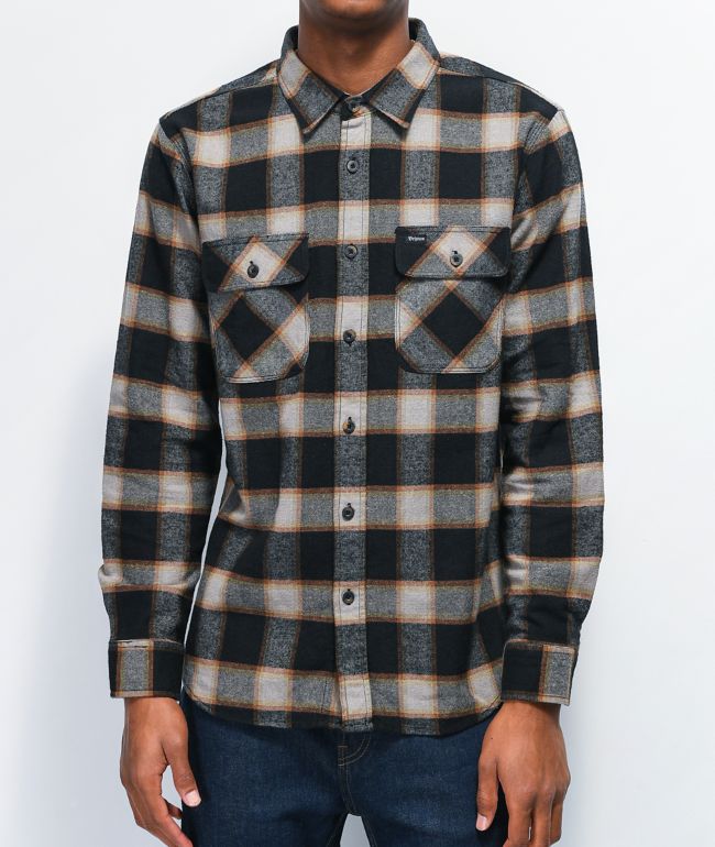 Brixton Bowery Black & Cream Flannel Shirt