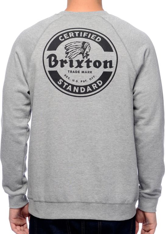 Download Brixton Soto Grey Crew Neck Sweatshirt | Zumiez