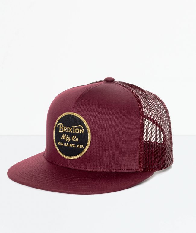 Brixton Wheeler Burgundy Trucker Hat