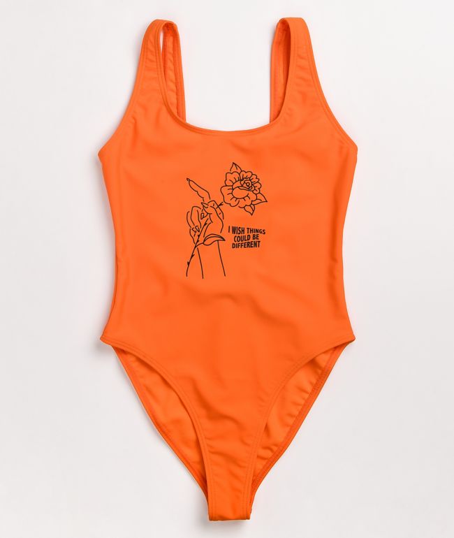 Broken Promises Could Be Different Orange One Piece Swimsuit
