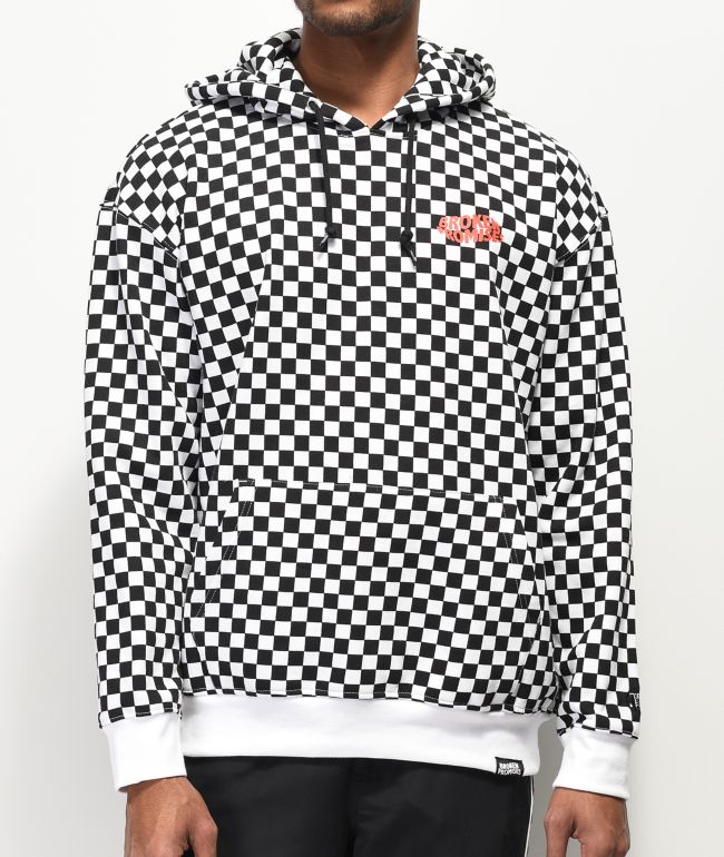 checkered black and white hoodie