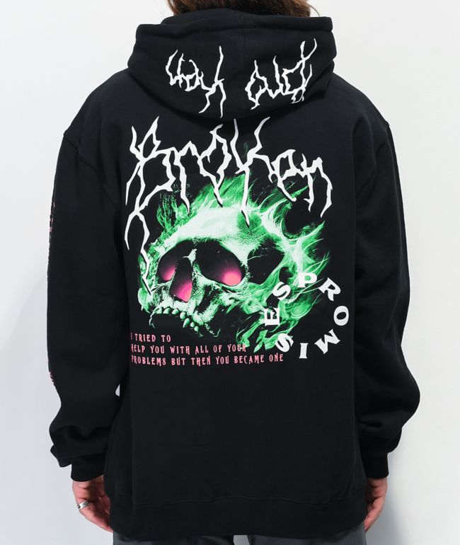 Broken Promises Problems Head Black Hoodie