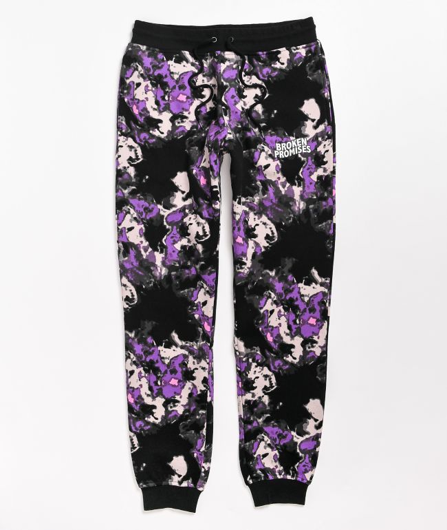 black and purple sweatsuit