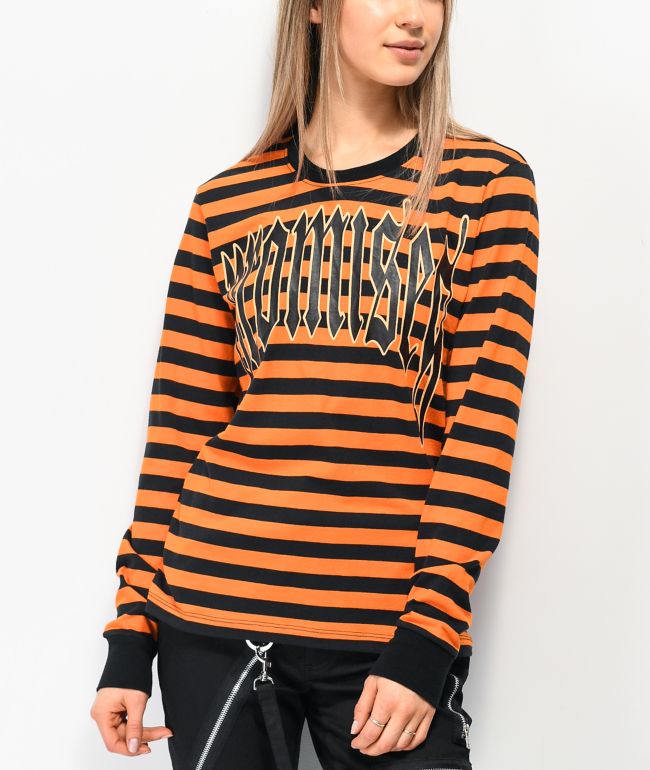 Orange and black striped shirt womens