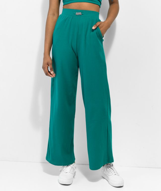 Broken Promises Salvage Teal Wide Leg Pants
