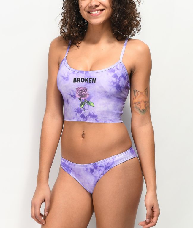 Broken Promises Thornless Purple Tie Dye Cheeky Bikini Bottom