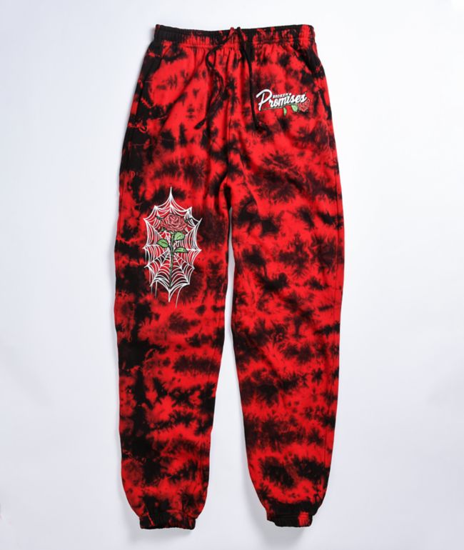Broken Promises Warned You Red Tie Dye Sweatpants | Zumiez