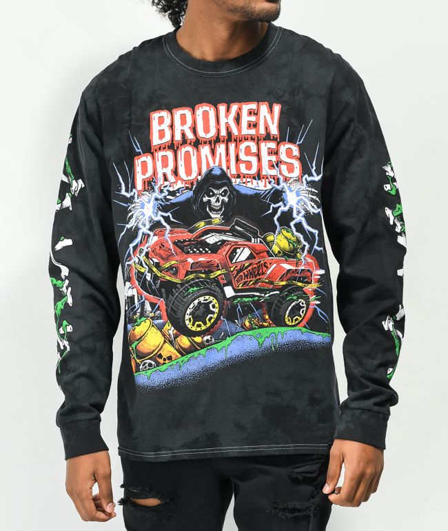 Broken Promises x Hot Wheels Crazy Black Tie Dye Long Sleeve T-Shirt