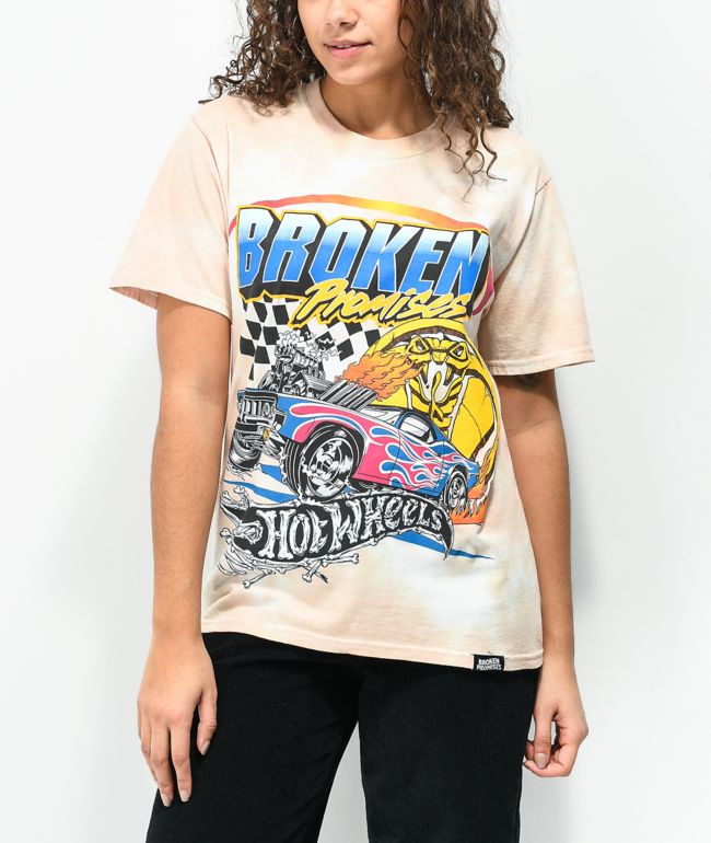 Broken Promises x Hot Wheels Heart Race Peach Tie Dye T-Shirt