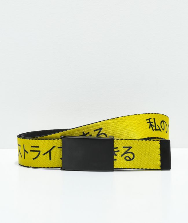 Buckle Down Kanji Yellow & Black Web Belt 