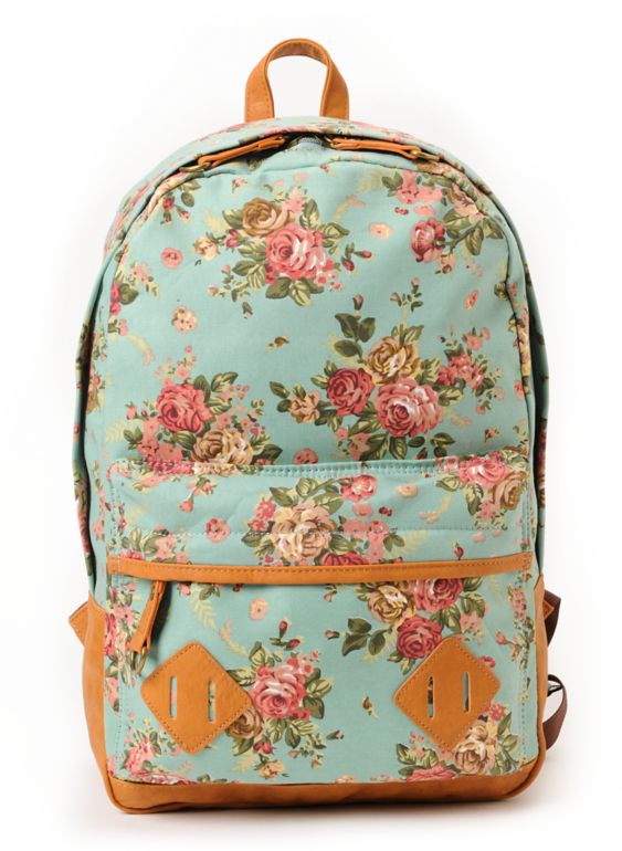 mint floral backpack