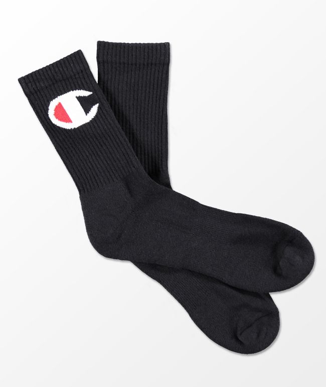 Champion Big C Black Crew Socks