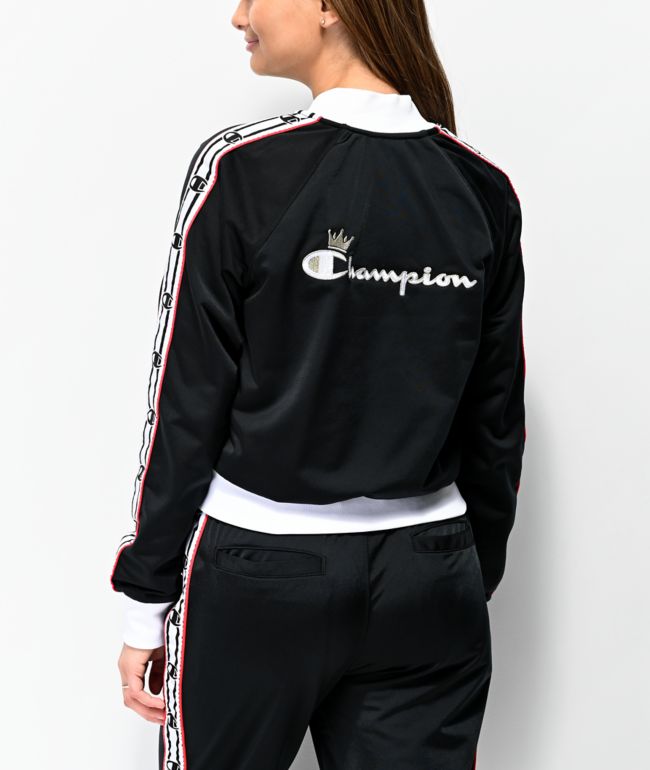 champion black & red taping track jacket
