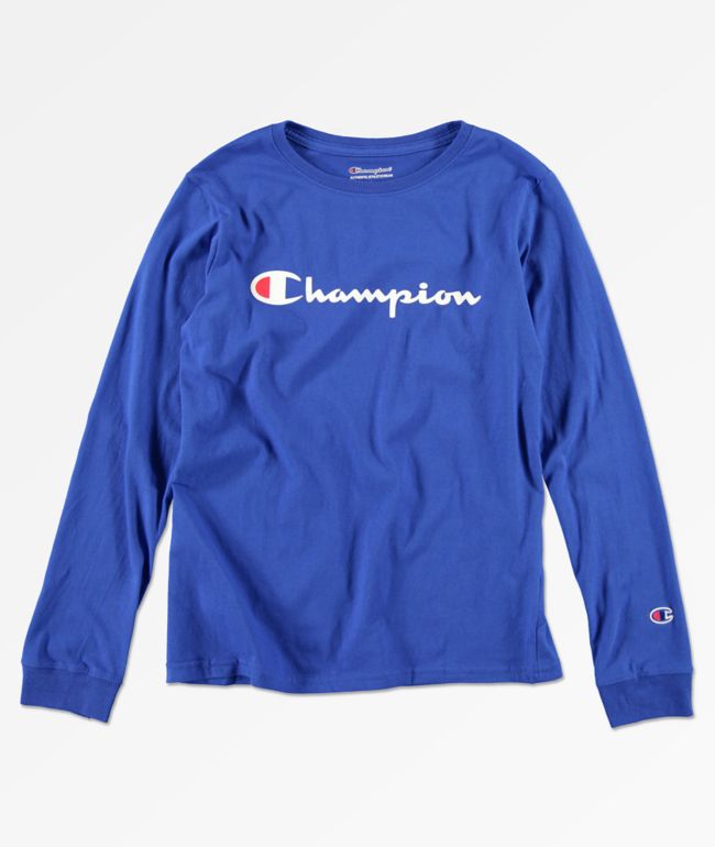 long sleeve blue champion shirt