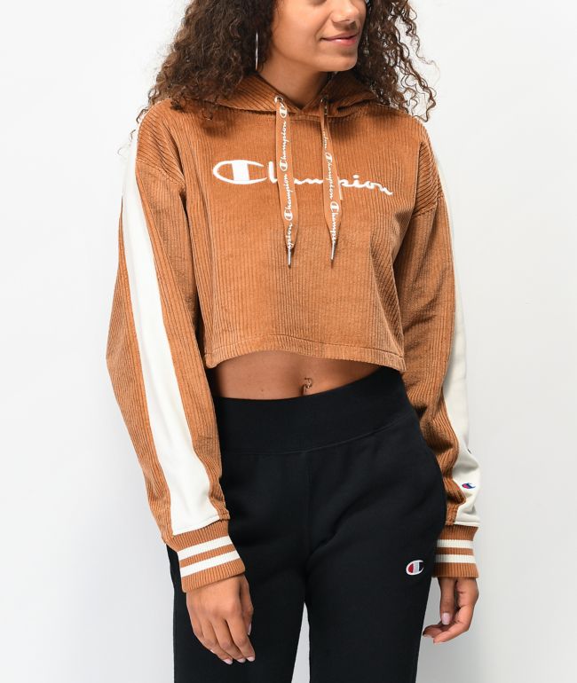 champion corduroy piecing pullover hoodie
