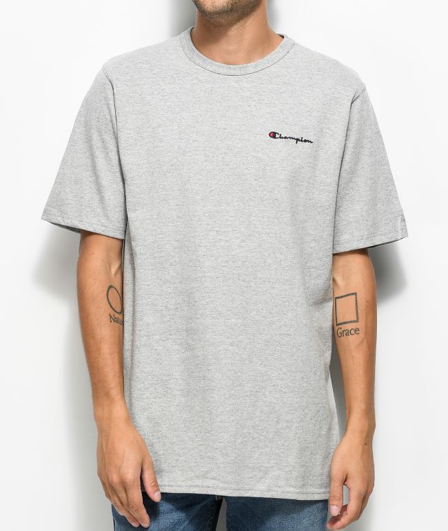 Champion Heritage Embroidered Script Grey T-Shirt