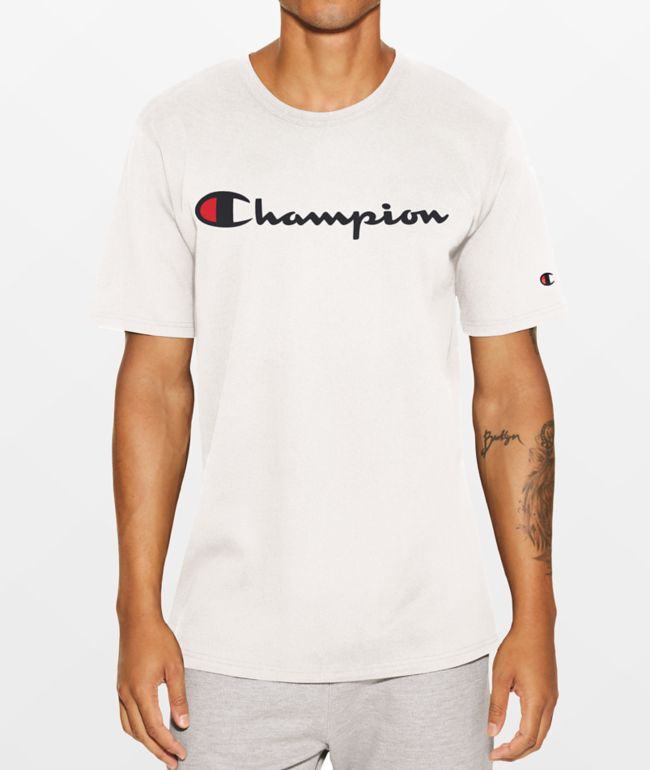 voldgrav Muskuløs Stue Champion Heritage Script White T-Shirt