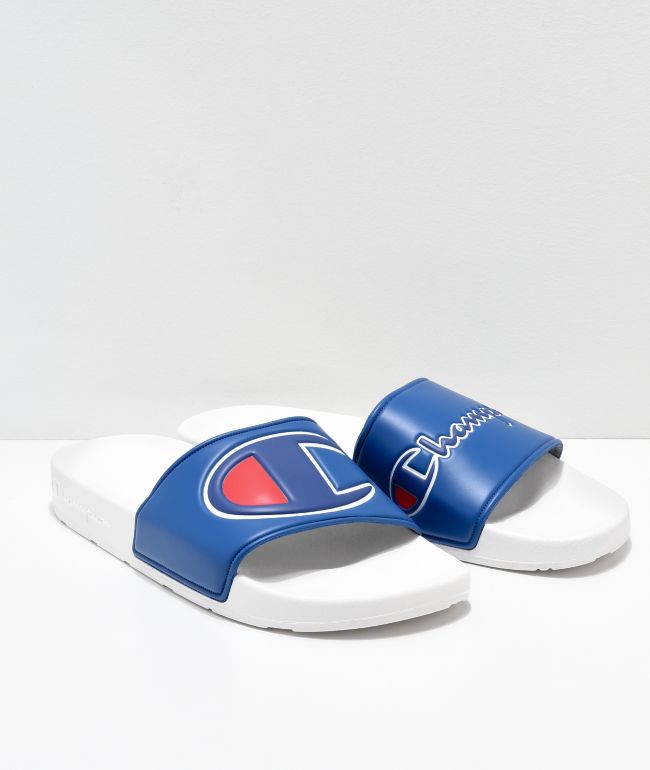 Champion Ipo Blue White Slide Sandals Zumiez