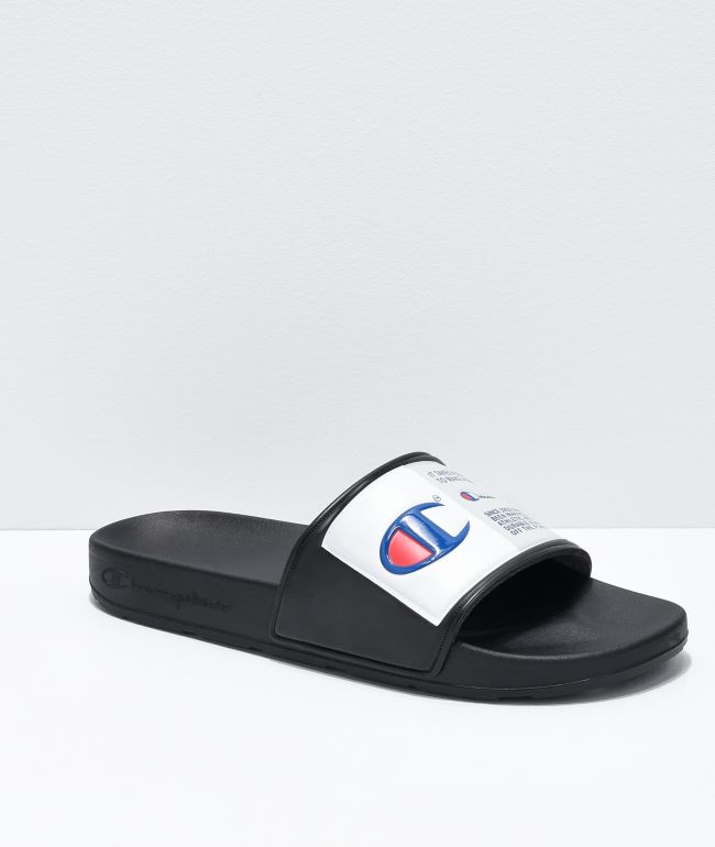 Champion men's ipo jock black & white slide sandals top