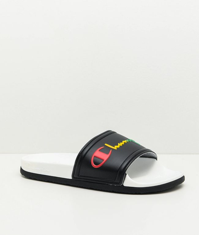 Champion IPO Squish Black & Rainbow Slide Sandals