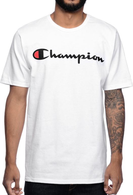Toevlucht Snazzy Midden Champion Logo White T-Shirt
