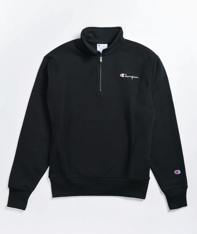 Champion Oversized Reverse Weave Black Quarter Zip Sweatshirt |