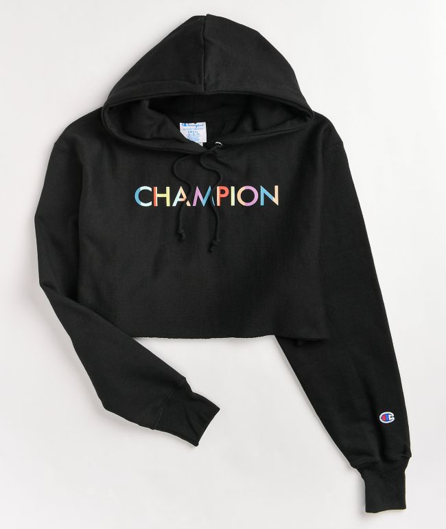 Champion Reverse Weave Candid Black Crop Hoodie