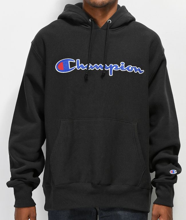 Champion Reverse Weave Chain Stitch Black Hoodie | Zumiez